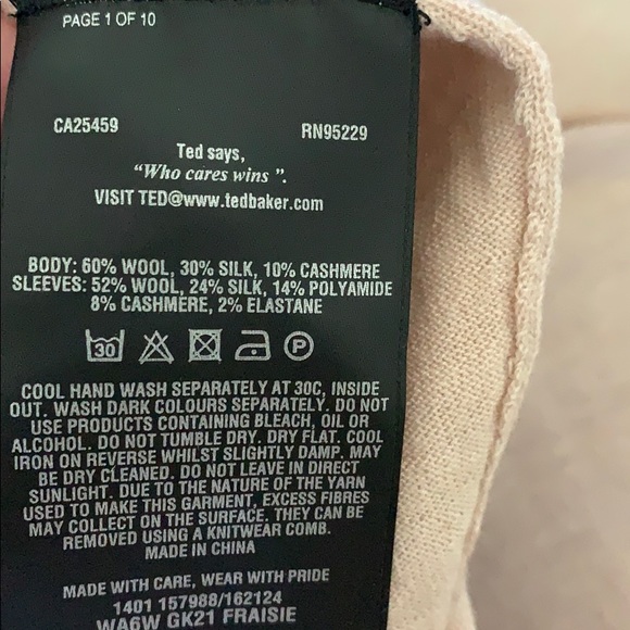 Ted Baker London Asymmetric Cashmere Top Size 2 - Picture 13 of 14